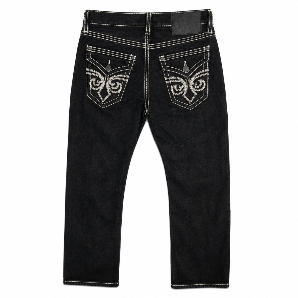 Affliction Cooper Jeans Mens XS 29x31 Straight Leg Loud Stitch Embroidered Y2K